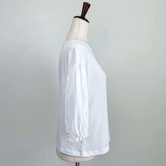 Nation LTD White Drop Shoulder Puff Sleeve Sandra Boatneck Top - Picture 5 of 10